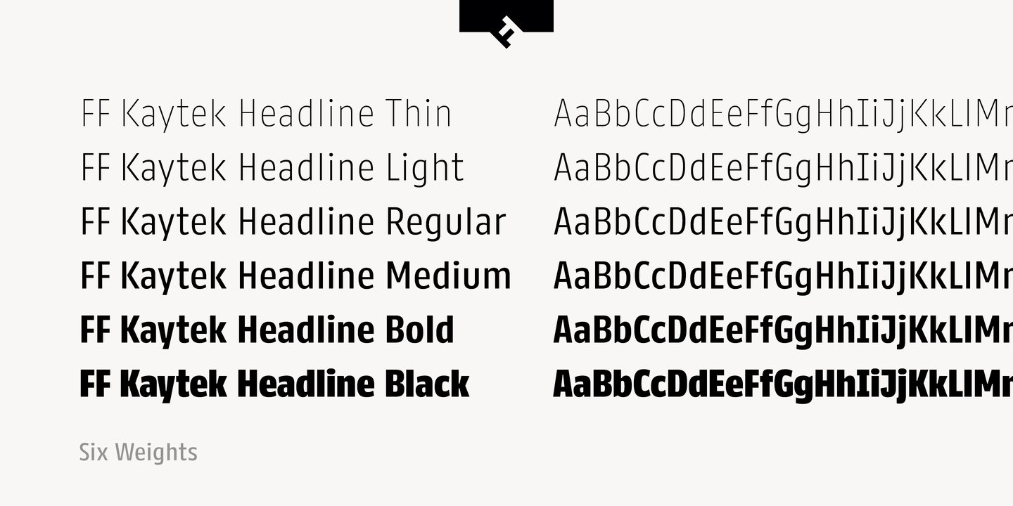 Beispiel einer FF Kaytek Headline Black-Schriftart